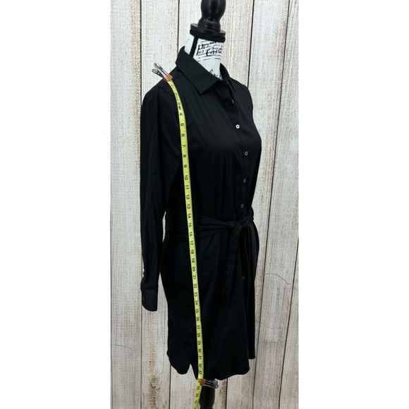 UNTUCKit Angelina Shirt Dress Size 8 Black Button Front Tie Stretch Pockets - Picture 4 of 9